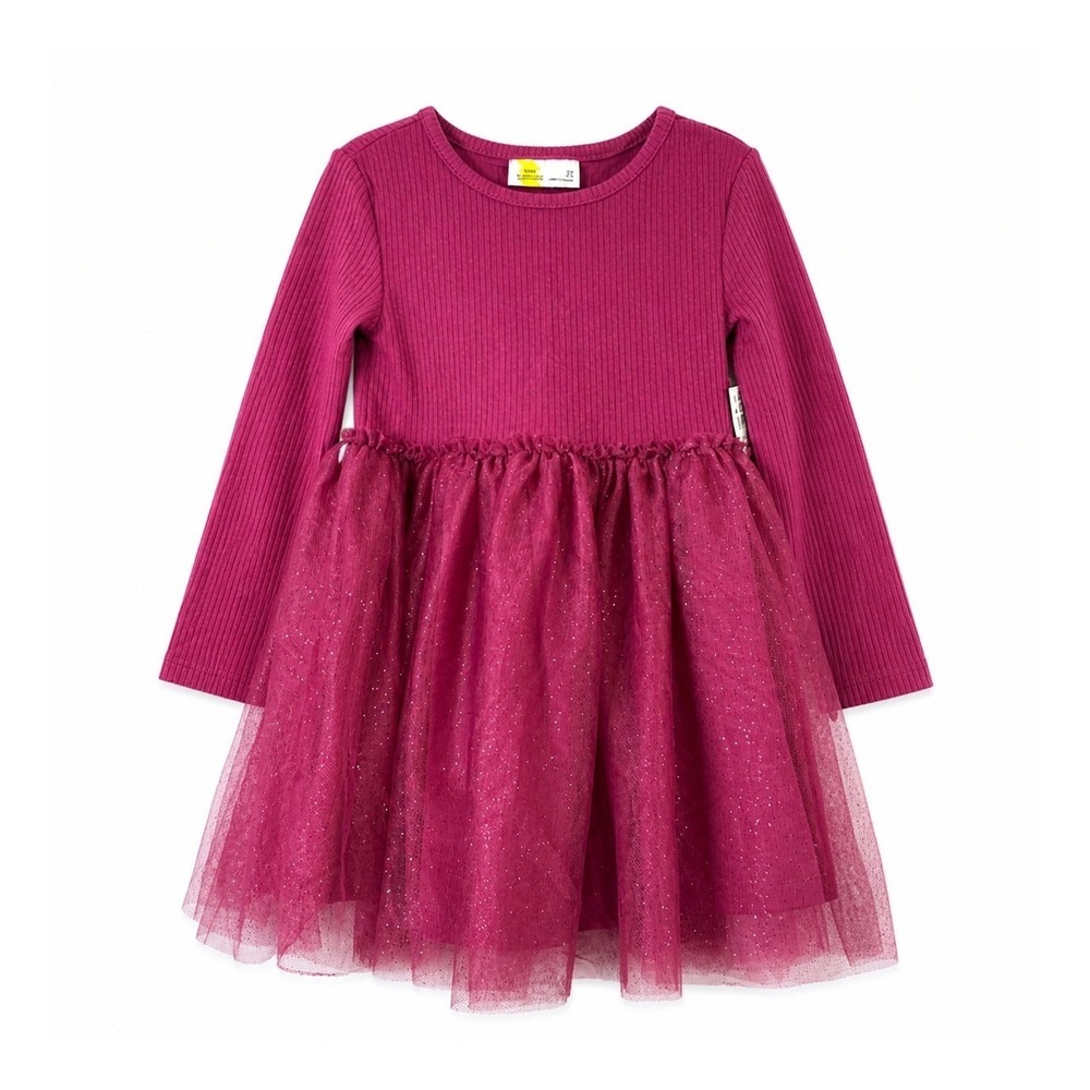 Epic Threads Tutu Dress Toddler Girls 3T Magenta Purple Glitter Tulle Ribbed